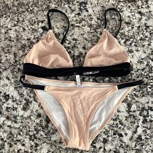 SOLID & STRIPED Black and Tan Bikini